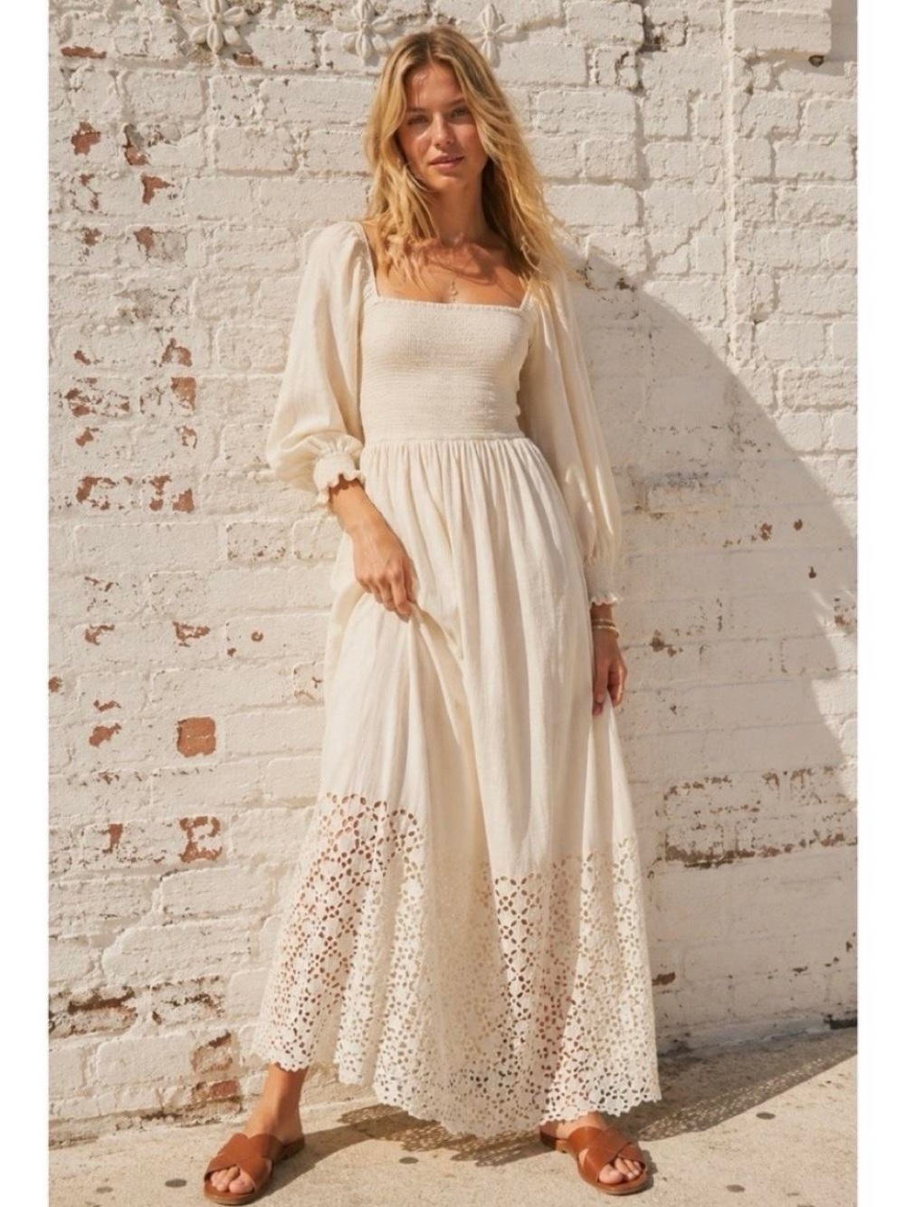 Free people Perfect Storm Cream Maxi Dress, Eyelet Hem
